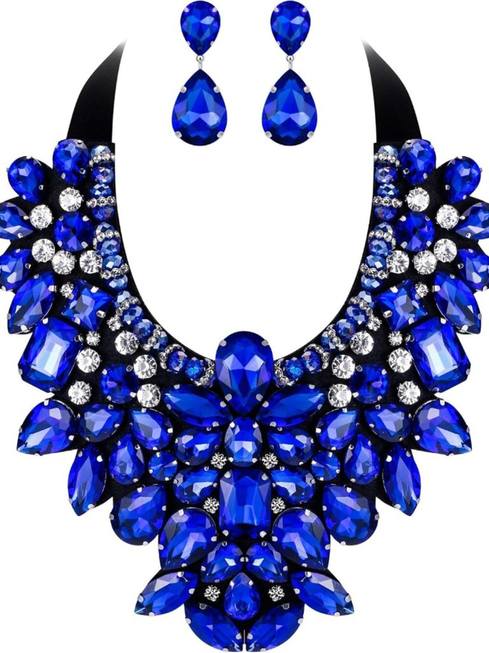 Vibrant Rhinestone Crystal Statement Jewelry Set - 9 Color Necklace & Earrings